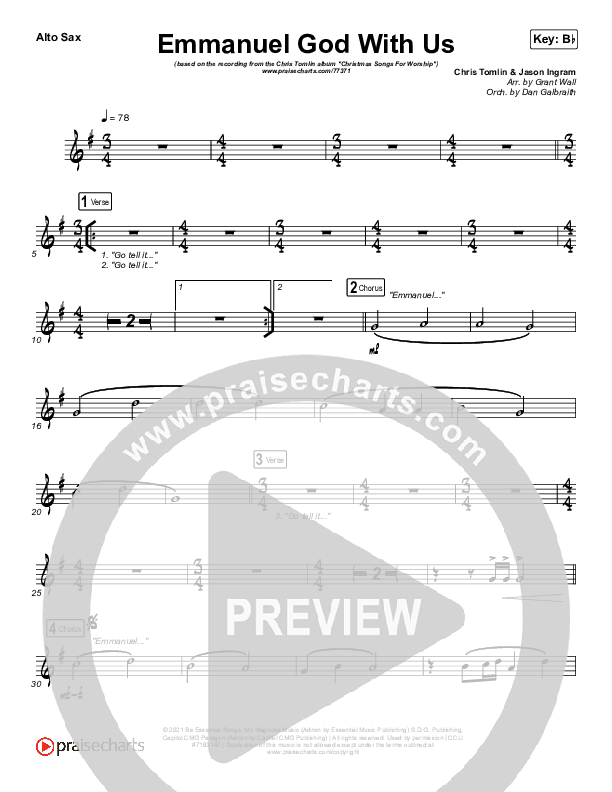 Emmanuel God With Us (Live) Alto Sax (Chris Tomlin)