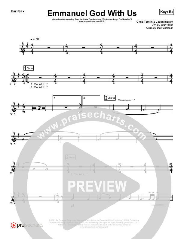 Emmanuel God With Us (Live) Bari Sax (Chris Tomlin)