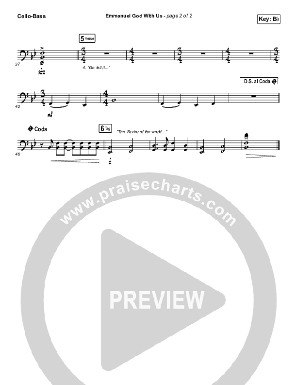 Emmanuel God With Us (Live) Cello/Bass (Chris Tomlin)