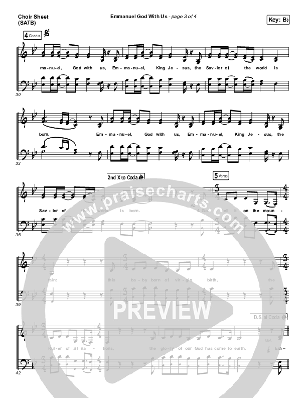 Emmanuel God With Us (Live) Choir Sheet (SATB) (Chris Tomlin)