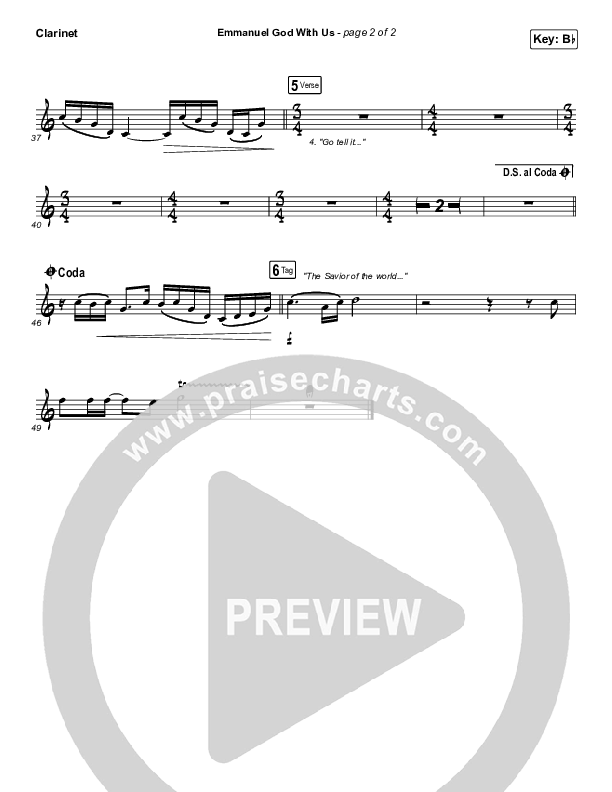 Emmanuel God With Us (Live) Clarinet (Chris Tomlin)