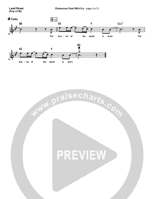 Emmanuel God With Us (Live) Lead Sheet (Melody) (Chris Tomlin)