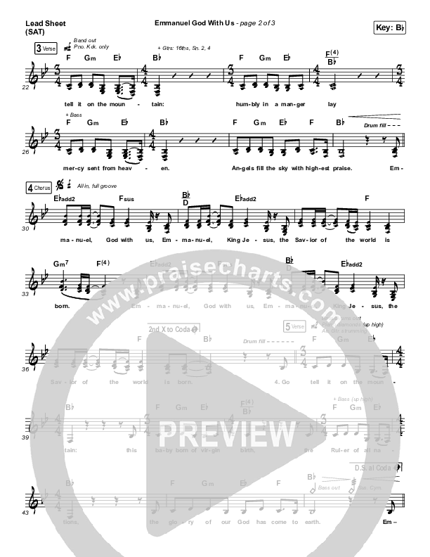 Emmanuel God With Us (Live) Lead Sheet (SAT) (Chris Tomlin)