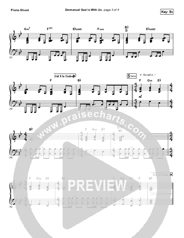 Emmanuel God With Us (Live) Piano Sheet (Chris Tomlin)