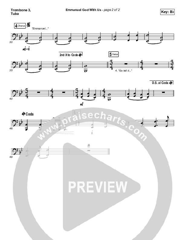 Emmanuel God With Us (Live) Trombone 3/Tuba (Chris Tomlin)