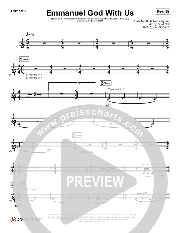 Emmanuel God With Us (Live) Trumpet 3 (Chris Tomlin)