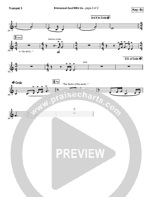 Emmanuel God With Us (Live) Trumpet 3 (Chris Tomlin)