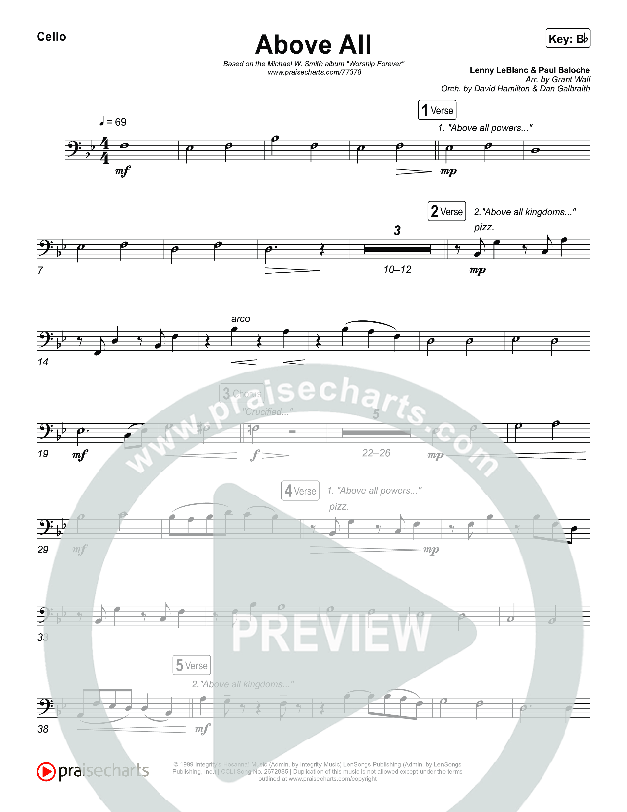 Above All (Live) Cello (Michael W. Smith)