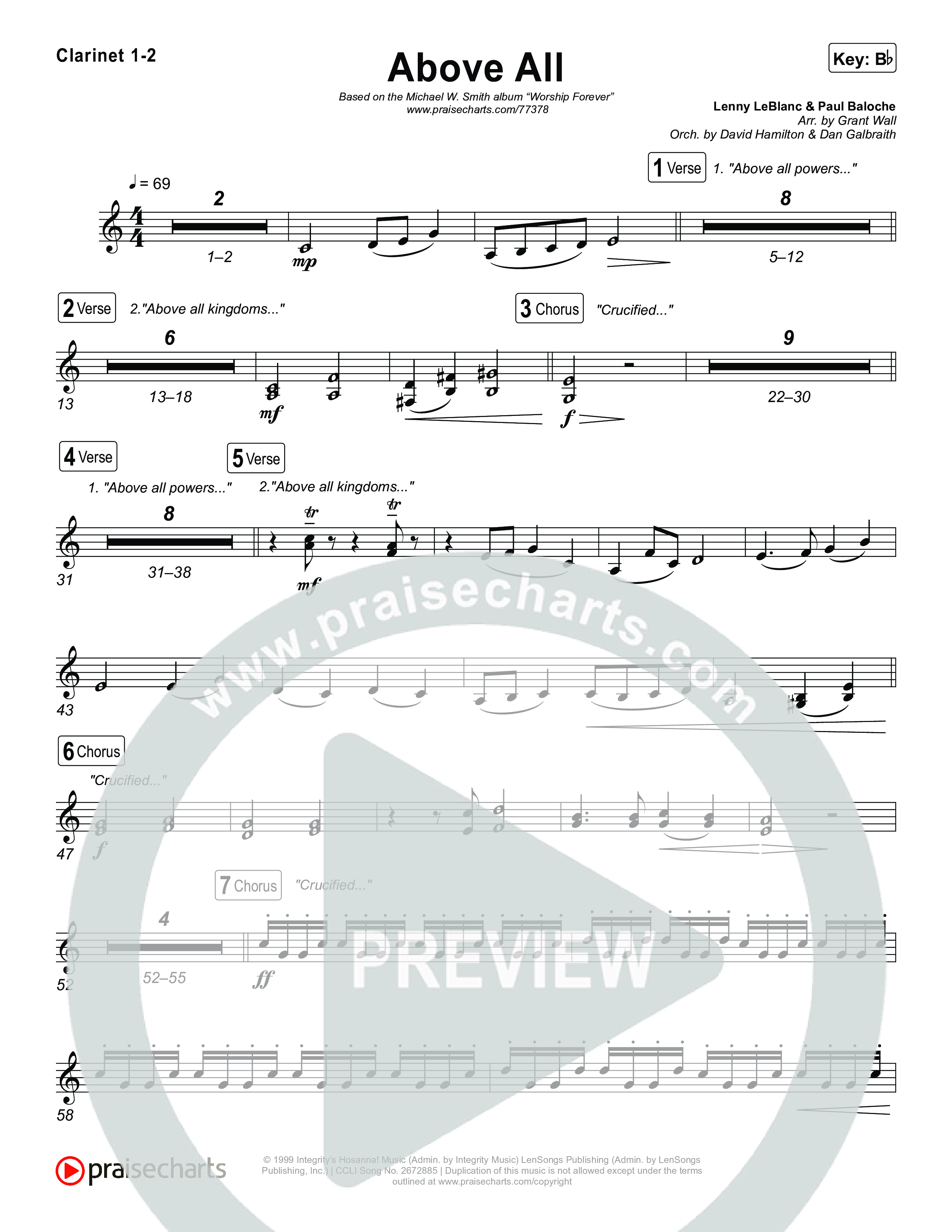 Above All (Live) Clarinet 1/2 (Michael W. Smith)