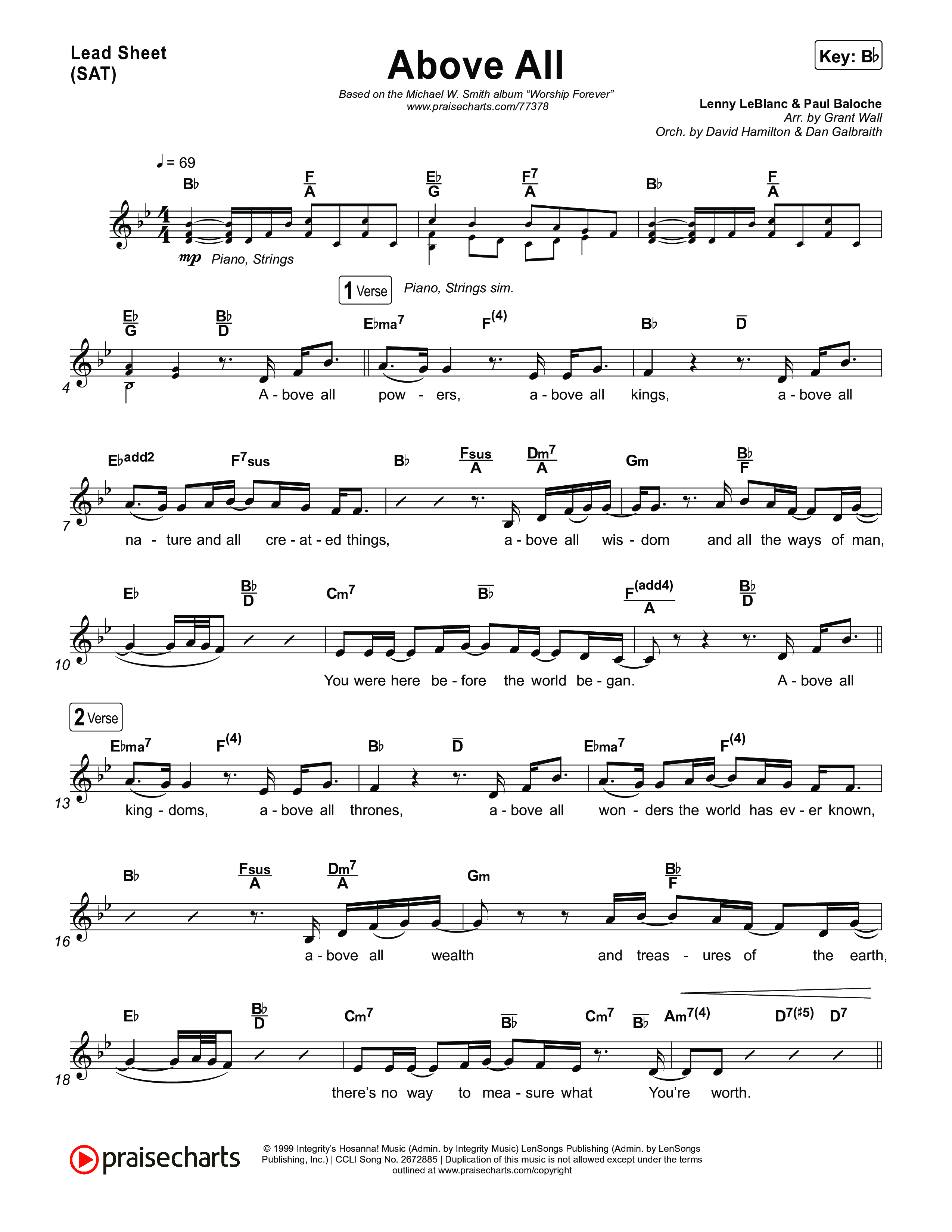 Above All (Live) Lead Sheet (SAT) (Michael W. Smith)