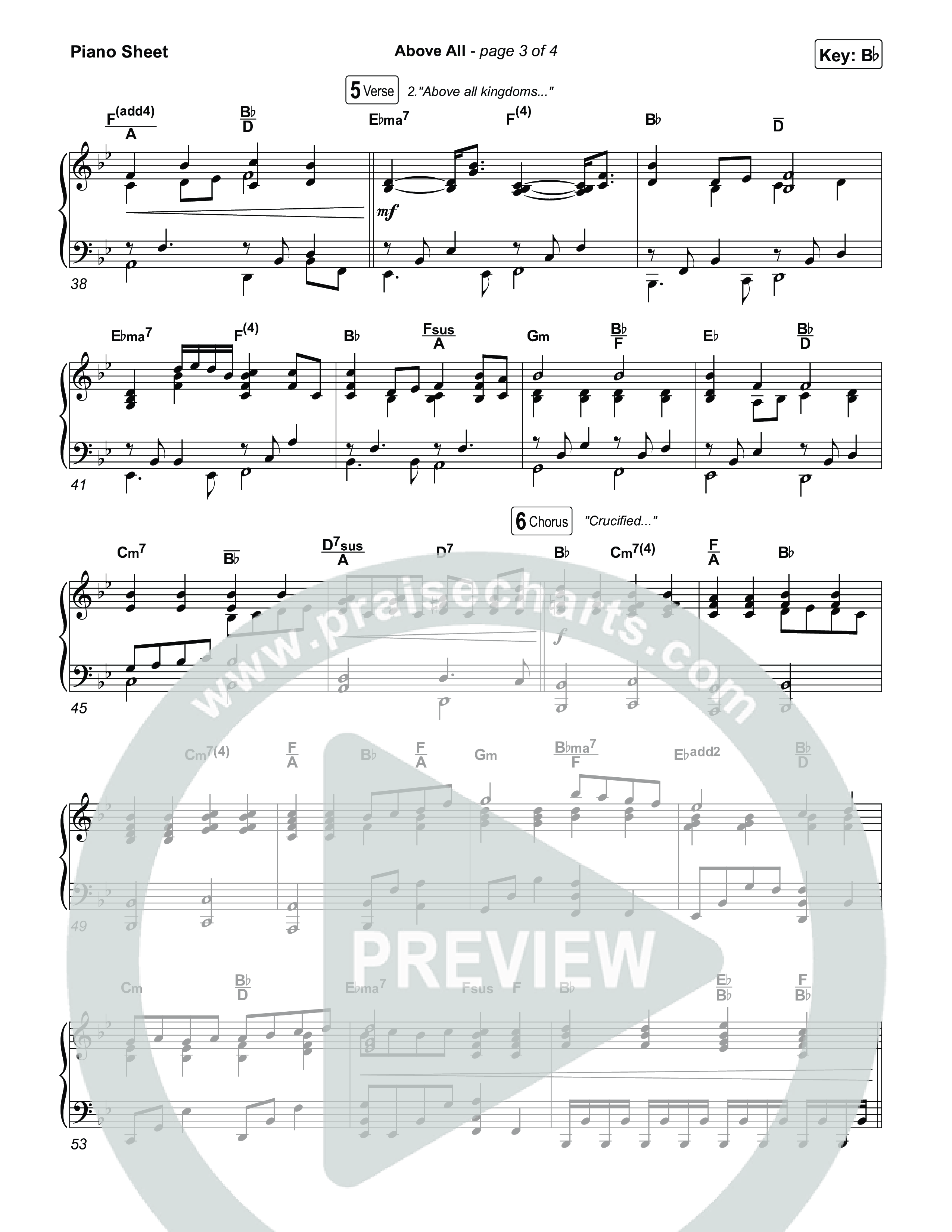 Above All (Live) Piano Sheet (Michael W. Smith)