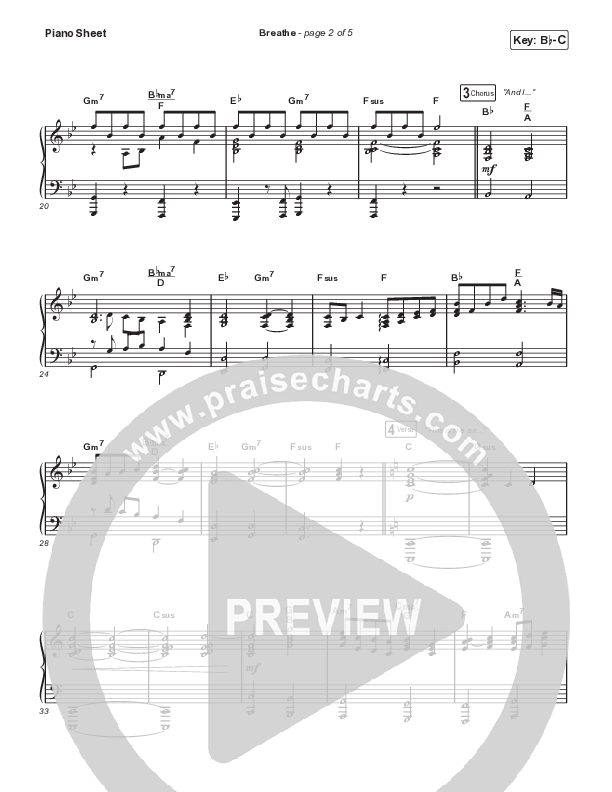 Breathe (Live) Piano Sheet (Michael W. Smith)