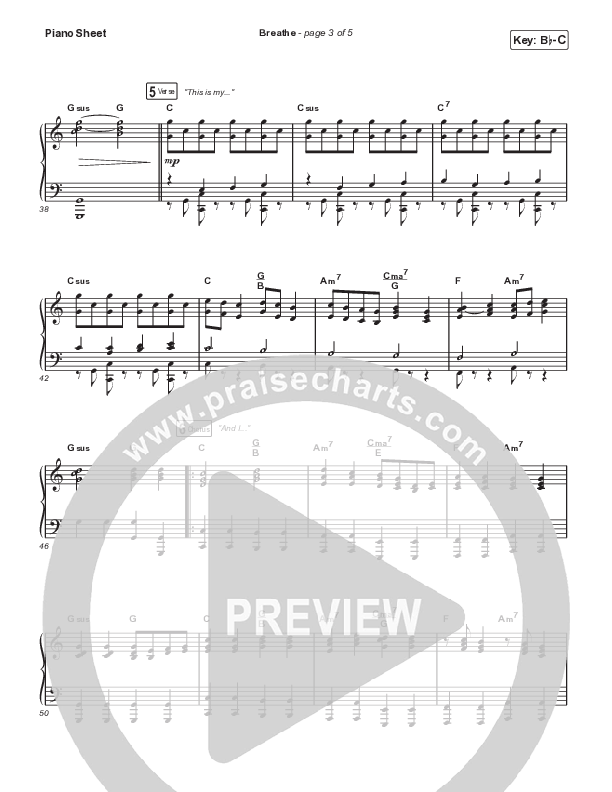 Breathe (Live) Piano Sheet (Michael W. Smith)