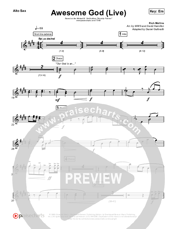 Awesome God (Live) Alto Sax (Michael W. Smith)