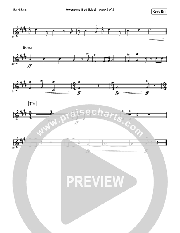 Awesome God (Live) Bari Sax (Michael W. Smith)