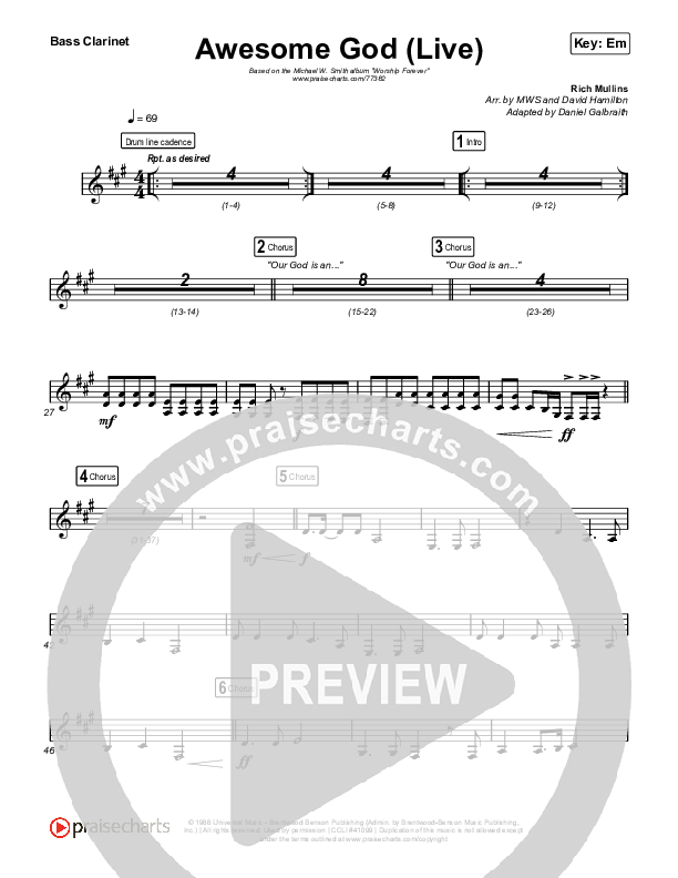 Awesome God (Live) Bass Clarinet (Michael W. Smith)