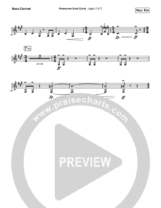 Awesome God (Live) Bass Clarinet (Michael W. Smith)