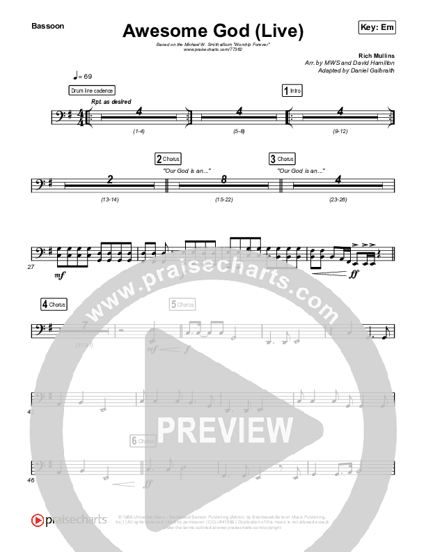 Awesome God (Live) Bassoon (Michael W. Smith)