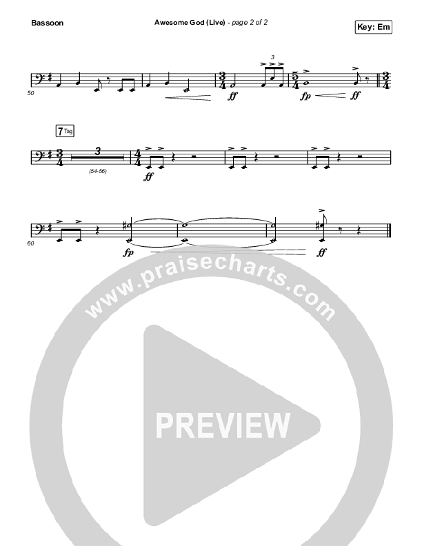Awesome God (Live) Bassoon (Michael W. Smith)