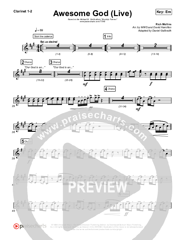 Awesome God (Live) Clarinet 1/2 (Michael W. Smith)