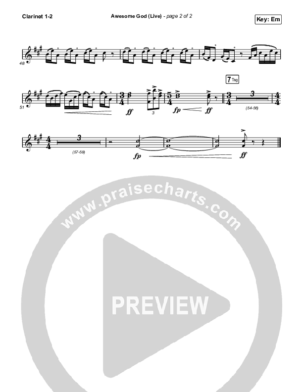 Awesome God (Live) Clarinet 1/2 (Michael W. Smith)