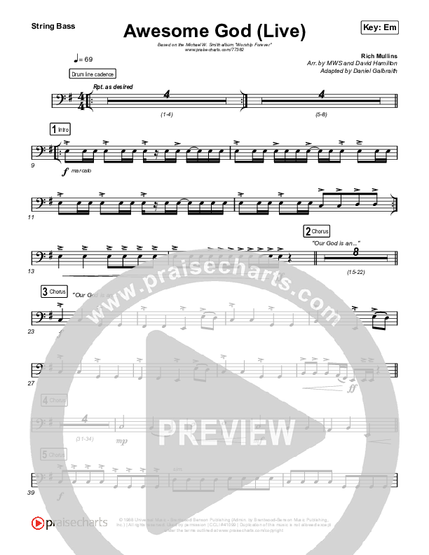Awesome God (Live) Double Bass (Michael W. Smith)