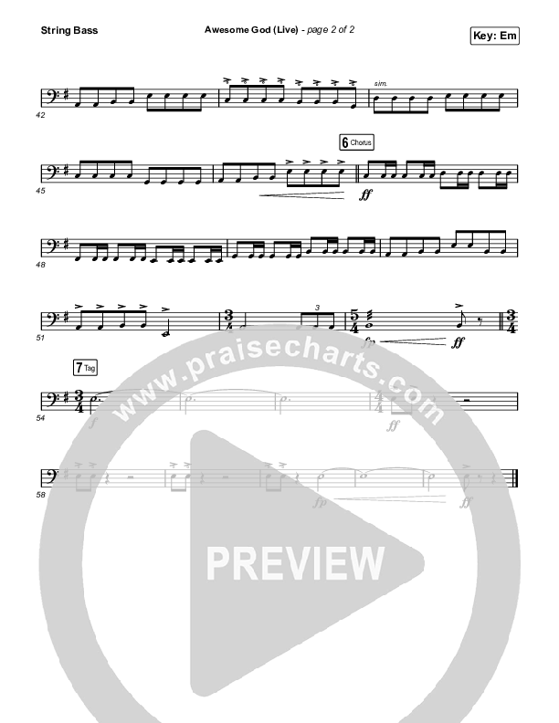 Awesome God (Live) Double Bass (Michael W. Smith)