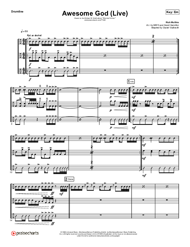 Awesome God (Live) Drum Line (Michael W. Smith)