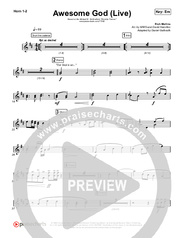 Awesome God (Live) Brass Pack (Michael W. Smith)