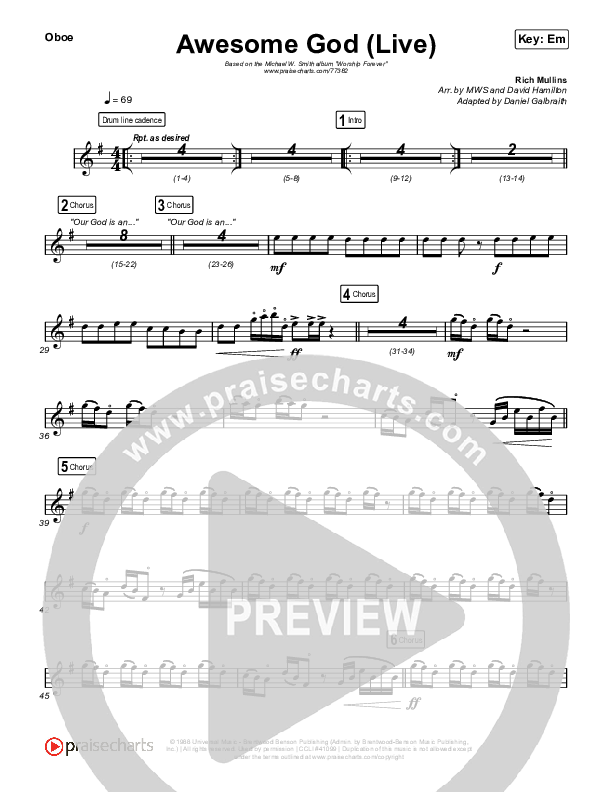 Awesome God (Live) Oboe (Michael W. Smith)