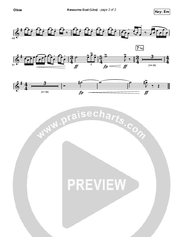 Awesome God (Live) Oboe (Michael W. Smith)