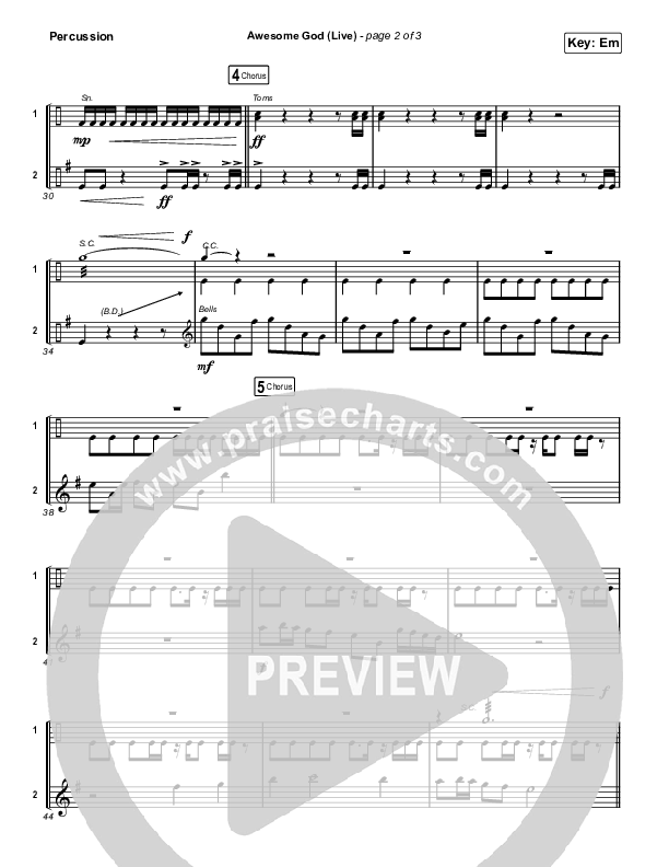 Awesome God (Live) Percussion (Michael W. Smith)