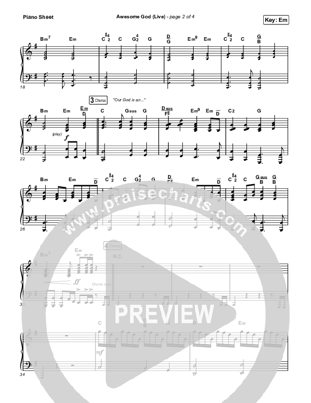 Awesome God (Live) Piano Sheet (Michael W. Smith)