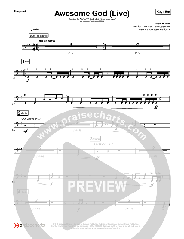 Awesome God (Live) Timpani (Michael W. Smith)