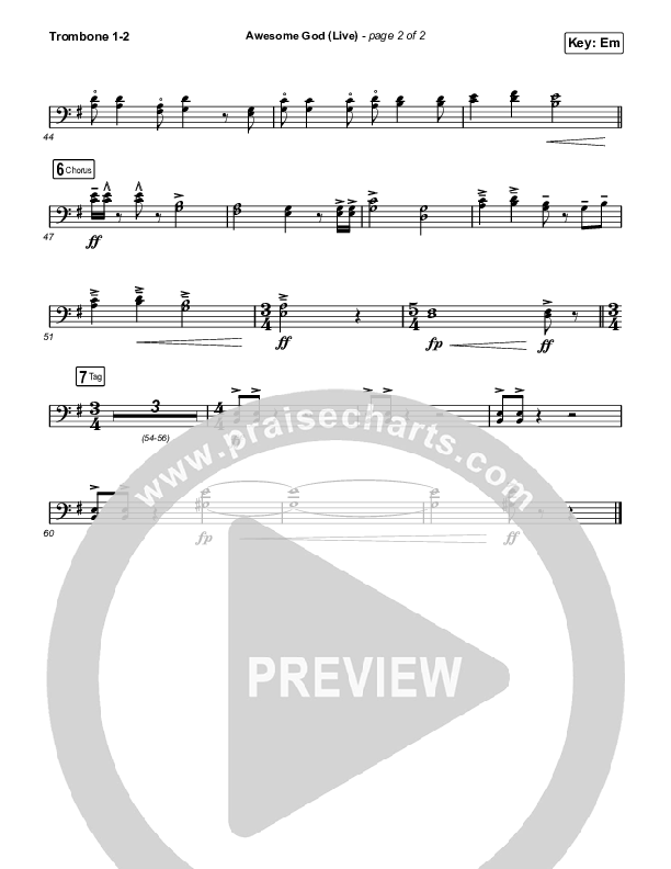 Awesome God (Live) Trombone 1/2 (Michael W. Smith)