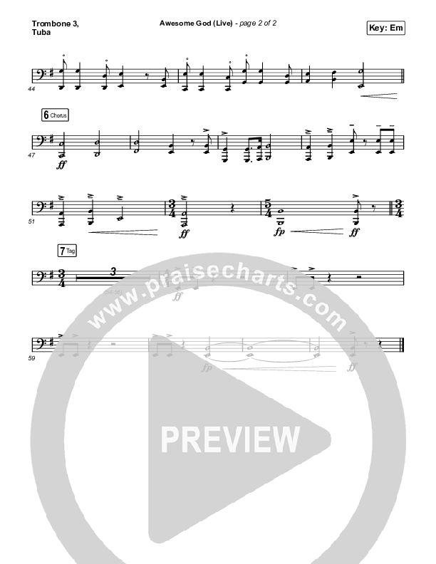 Awesome God (Live) Trombone 3/Tuba (Michael W. Smith)