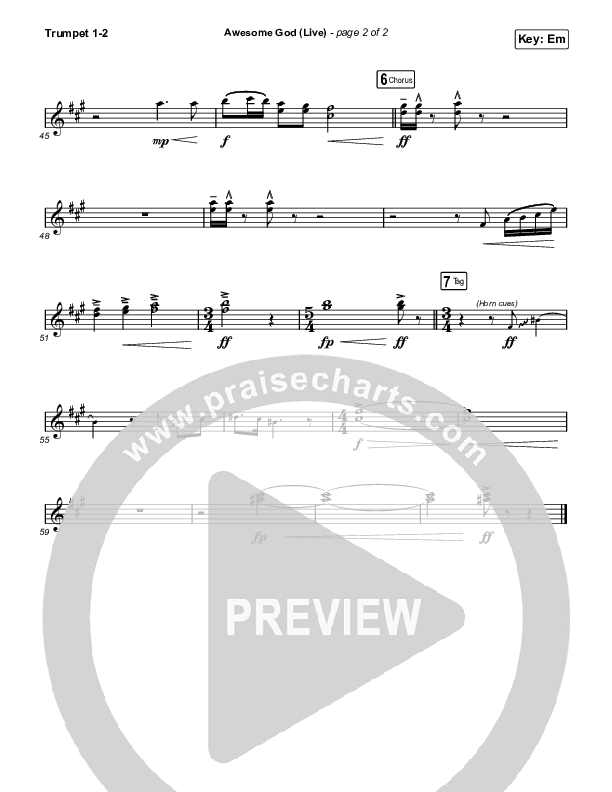 Awesome God (Live) Trumpet 1,2 (Michael W. Smith)