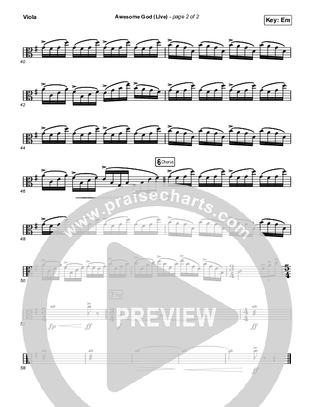 Awesome God (Live) Viola (Michael W. Smith)