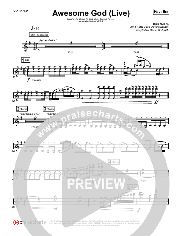 Awesome God (Live) Violin 1/2 (Michael W. Smith)