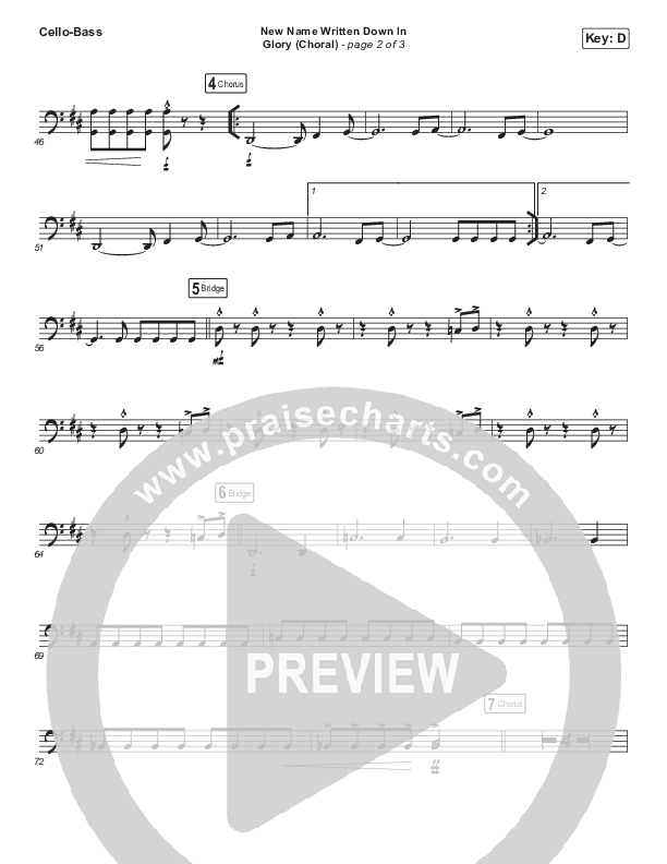 New Name Written Down In Glory (Choral Anthem SATB) Cello/Bass (Arr. Luke Gambill / Charity Gayle / David Gentiles)