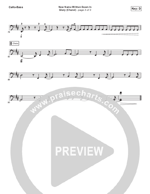 New Name Written Down In Glory (Choral Anthem SATB) Cello/Bass (Arr. Luke Gambill / Charity Gayle / David Gentiles)