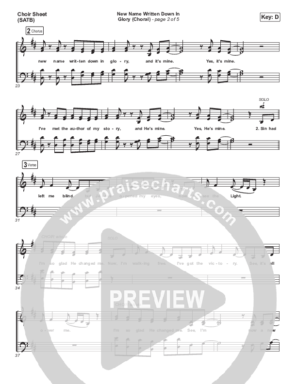 New Name Written Down In Glory (Choral Anthem SATB) Choir Sheet (SATB) (Arr. Luke Gambill / Charity Gayle / David Gentiles)