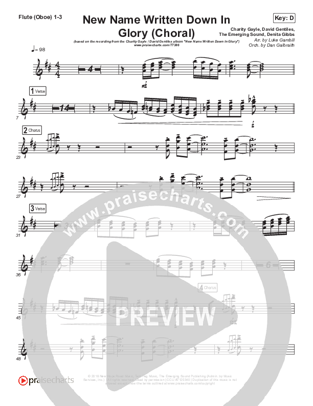 New Name Written Down In Glory (Choral Anthem SATB) Wind Pack (Arr. Luke Gambill / Charity Gayle / David Gentiles)