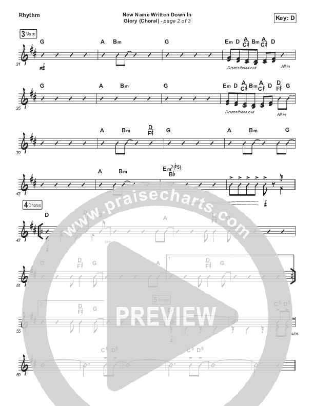 New Name Written Down In Glory (Choral Anthem SATB) Rhythm Chart (Arr. Luke Gambill / Charity Gayle / David Gentiles)