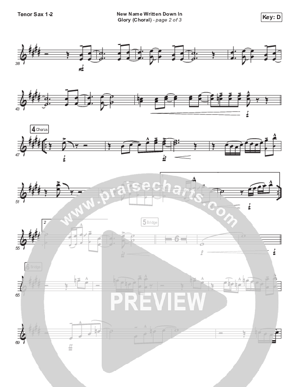 New Name Written Down In Glory (Choral Anthem SATB) Tenor Sax 1/2 (Arr. Luke Gambill / Charity Gayle / David Gentiles)