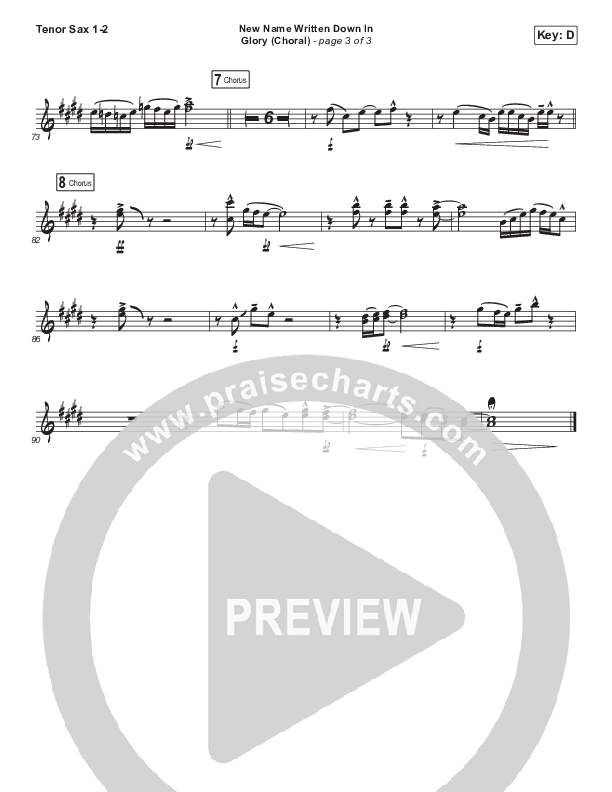 New Name Written Down In Glory (Choral Anthem SATB) Tenor Sax 1/2 (Arr. Luke Gambill / Charity Gayle / David Gentiles)