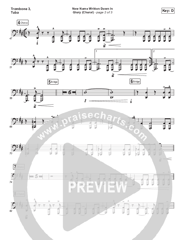 New Name Written Down In Glory (Choral Anthem SATB) Trombone 3/Tuba (Arr. Luke Gambill / Charity Gayle / David Gentiles)