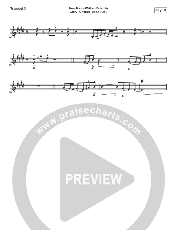 New Name Written Down In Glory (Choral Anthem SATB) Trumpet 3 (Arr. Luke Gambill / Charity Gayle / David Gentiles)