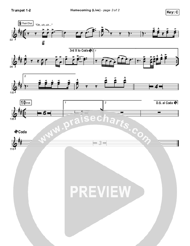 Homecoming (Live) Trumpet 1,2 (Bethel Music / Cory Asbury / Gable Price)