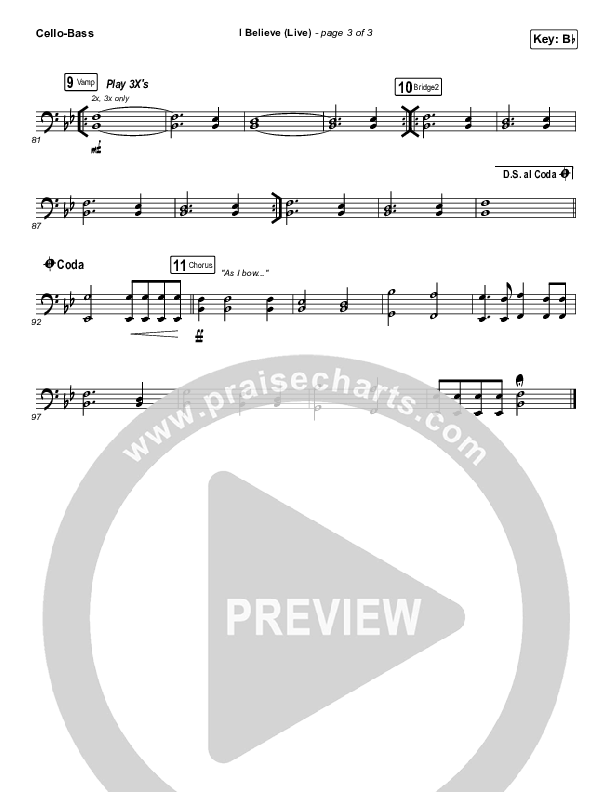 I Believe (Live) Cello/Bass (Bethel Music / Melissa Helser / Jonathan David Helser)